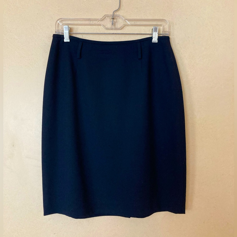 Vintage Ellen Tracy by Linda Allard mini wool suit skirt size 10P navy blue